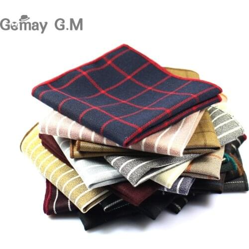 High Quality Hankerchief Scarves Plaid Business Suit Hankies Cotton Casual Mens Pocket Square Handkerchiefs 25*25cm