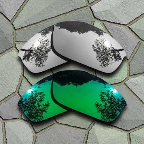 Chrome&Jade Green Sunglasses Polarized Replacement Lenses for Oakley Flak Jacket