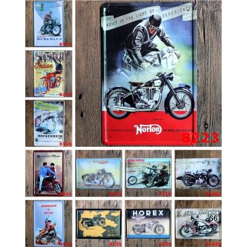 Shabby Chic Vintage Style Metal Signs of Built In The Light of Experience Norton Indian Motorcycle Classic Bar Garage Decoration