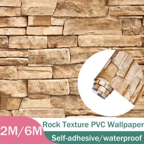 Retro Nostalgia Water-Based Ink Wallpaper DIY Brick Stone Pattern Self-Adhesive Waterproof Wall Stickers 3D Flat Home Decortion