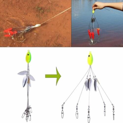 Umbrella Fishing Lure Rig 5 Arms Alabama Rig Head Swimming Fishing Spinner Snap Fishing Swivel Bass Lure Group Bait Bait