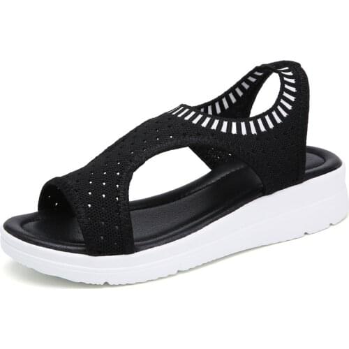 Summer New Womens Sandals; Breathable Elastic Band Thick Bottom Fish Mouth Casual Sandals Large Size 43 Fashion Womens Shoes