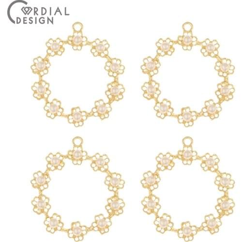 Cordial Design 50Pcs 29*33MM Earrings Accessories/Flower Shape/DIY Charms/Imitation Pearl/Pendant/Jewelry Findings & Components