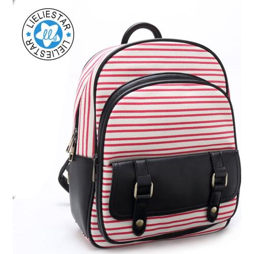 School bags for girls women small backpack striped schoolbag Childrens canvas printing sac a dos female mini backpacks