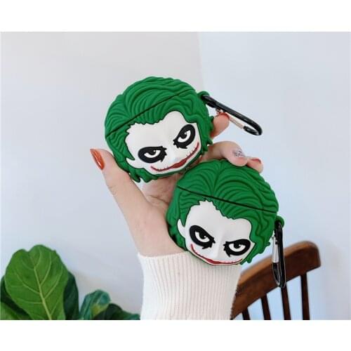 3D Evil Horror Clown Joker Silicone Protection Headphone Cover For Apple Airpods 1 2 Pro Shockproof Bluetooth Earphone Cases