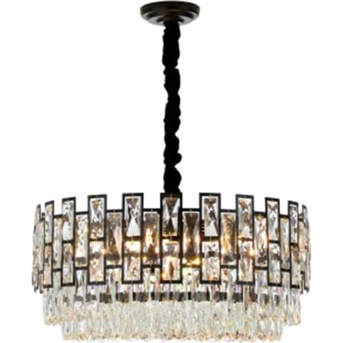 Modern crystal chandelier lighting black round lustre design led chandeliers for living room kitchen bedroom lamps