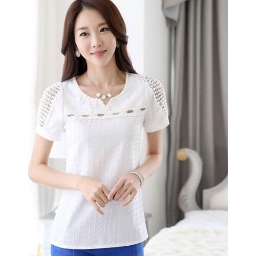 Spring Summer Fashion Women V-neck Chiffon Blouse Solid Backing Shirts