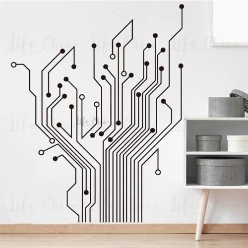 Vinyl Circuit Tree Pattern Wall Sticker Geekery Science Wall Decals Art Computer Circuit Wallpaper Vinyl Art Poster AC508