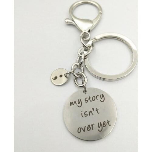 S Stainless Steel Jewelry Letter Lettering my story isn't over yet Military Card Key Chain Jewelry