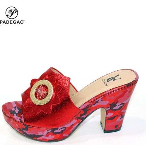 Ladies Sandals with Heels Designer Shoes Women Luxury 2020 Italy Style Women Party Shoes Decorated with Rhinestone Nigerian Shoe