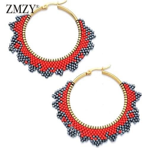 ZMZY Big Circle Drop Boho Geometric MIYUKI Earrings for Women Girls Wedding Gift Handwork Statement Earrings Femme Jewelry