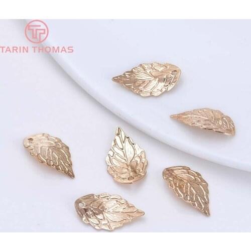 10PCS 18x10MM 24K Champagne Gold Color Plated Brass Tree Leaf Leaves Charms Pendants High Quality Diy Jewelry Accessories