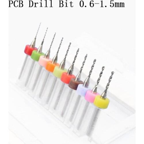 10pcs 0.6mm -1.5mm PCB Mini Drill Twist Bit Set Tungsten Steel Carbide For Print Circuit Board CNC Drill Bits Machine