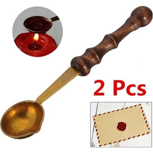 2 Pcs DIY Vintage Retro Wax Paint Spoon Mini Brass Sealing Wax Seal Stamp Dedicated Spoon Wax Seal Accessories