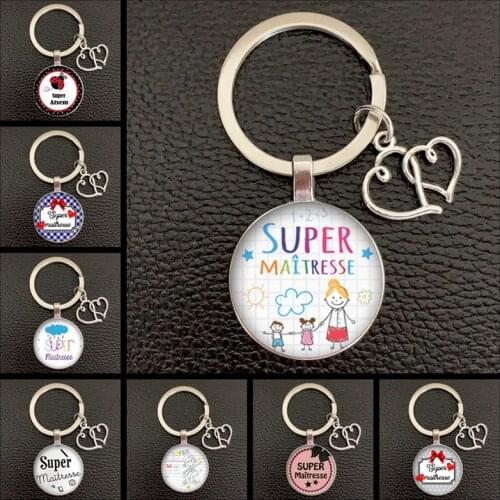 2020 / Teacher Thank You Text Keychain, Love Pendant Glass Pendant Keychain, High Quality Car Bag Keychain, Teachers Day Gift