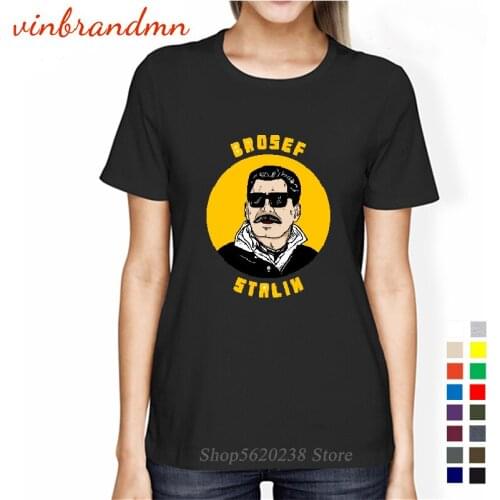 2020 Hot Sale Brosef Stalin T-Shirt Clothing Womens T Shirt pure Cotton Summer Female Tee Shirt Hipster Russian CCCP Black Tees