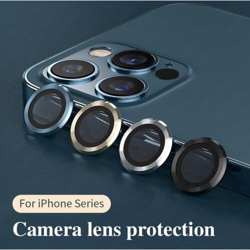3D Full Cover Camera Lens Screen Protector Case for IPhone 12 Pro Max Mini Camera Protective Tempered Glass + Metal Ring Cover