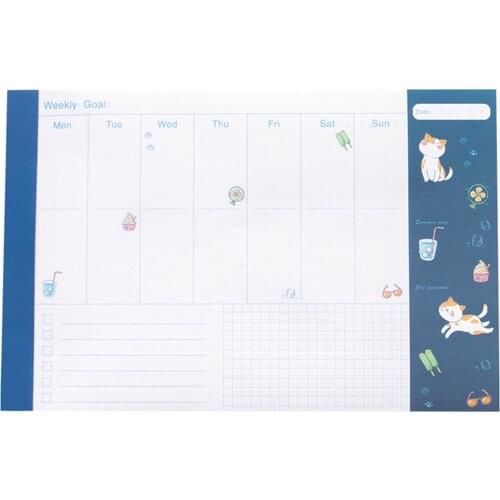 54 Sheets Cute Cartoon Tear Off Weekly Daily Planner Memo Notepad Schedule Pad for School Office Home Supplies