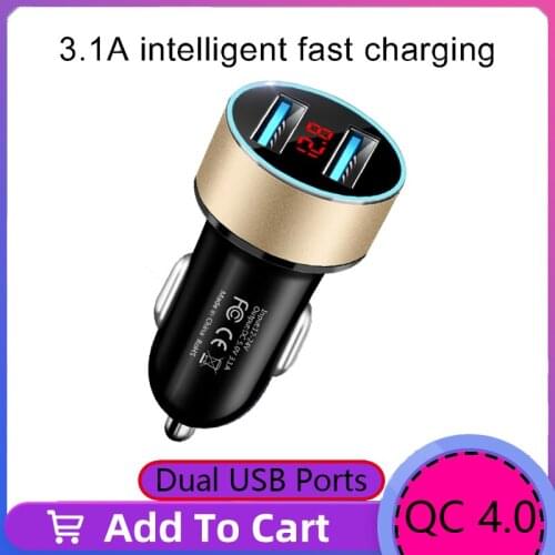 AGETUNR 17.5W 3.1A Car Charger Dual USB Fast Charging QC Phone Charger Adapter For iPhone 12 11 Pro Max 7 8 Xiaomi Redmi Huawe