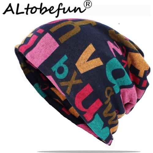 ALTOBEFUN Winter Autumn Hat Men Women Teenager Adult Thin Girl Scarf Multifunction Skullies Beanies Vintage Cap AHT182