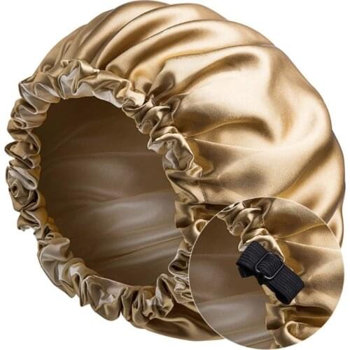 Satin Bonnet Sleep Cap Extra Large Double Layer Reversible Adjustable Turban Hat A0NF