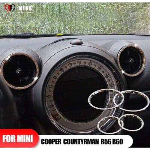 Car Air Conditioning Circle Crystal Vents Trim Diamond Outlet Ring Cover Sticker Decorative For Mini Copper Countyrman R56 R60