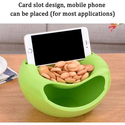 Big Lazy Bear Fruit Box Creative Lazy Snack Bowl Plastic Double-Layer Snack Storage Box Bowl Fruit Bowl And Mobile Phone Bracket
