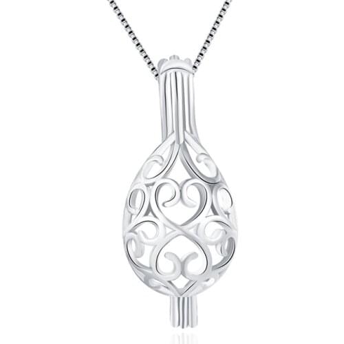 CLUCI Silver 925 Water Drop Shaped Pendant Vintage Pendant for Office Lady 925 Sterling Silver Pearl Pendant Locket SC038SB