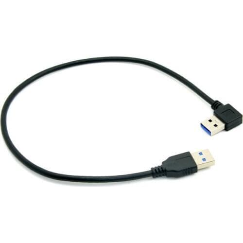 Cablecc 90 Degree Right Angled USB 3.0 A Type Male to Straight A Type Male Data Cable 40cm