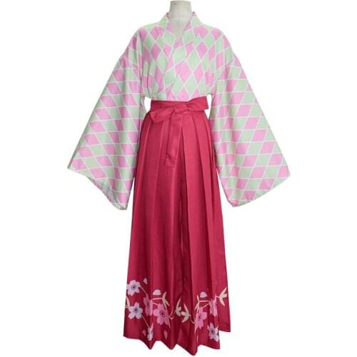 Demon Slayer: Kimetsu no Yaiba Cosplay Kisatsutai Kamado Nezuko Kanroji Mitsuri Kimono Costume Uniform Halloween Party Kimonos