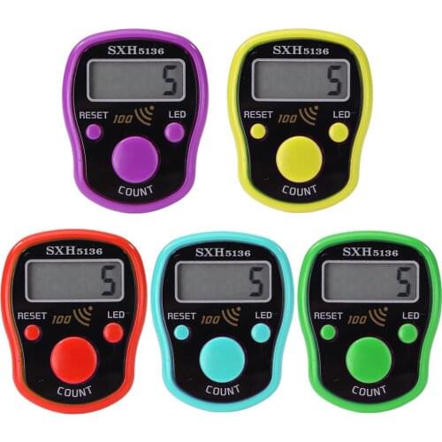 Mini 0-99999 LCD Display Alarm Counter LED Luminous Night Light Display Electronic Tally Counter for Sewing Finger Counter Tools