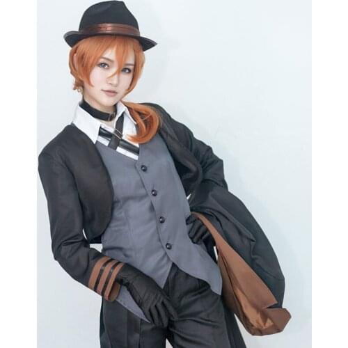 Men Detective Uniforms Noble Palace Party Outfits Nakahara Chuya Japanese Anime Stray Dogs Cosplay Costume British Style Jackets