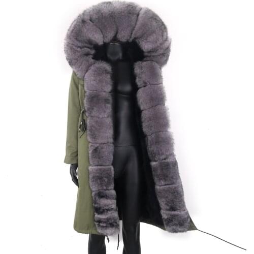7XL Waterproof Real Fox Fur Coat Long Parka Winter Jacket Men X-long Natural Raccoon Fur Liner Outerwear Warm