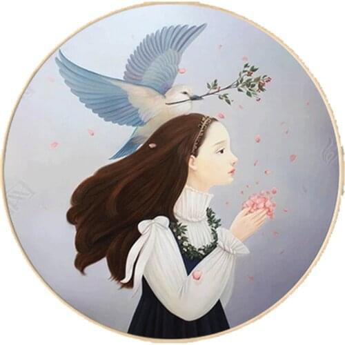 New Needlework,DMC Color Full Embroidery kit,cartoon pigeon dove angel girls dream Painted Pattern cross stitch children gift