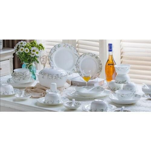 46-piece set, royal floral painting, fine bone china unit of dinner, porcelain dinner plate set, crockery set of dish, bowl set