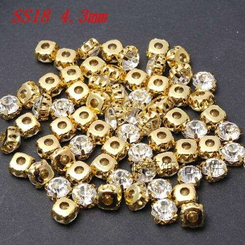 New SS18 4.3mm Golden Loose Crystal Sew on Rhinestone Beads For DIY Jewelry Making(720pcs/Lot)