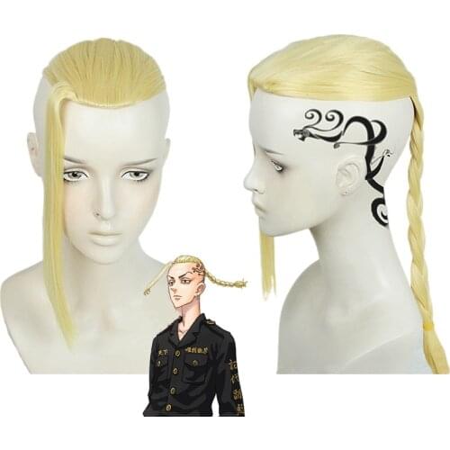 Anime Tokyo Revengers Cosplay Wig Ken Ryuguji Cosplay Golden Wig Heat Synthetic Fiber Hair Role Play + Wig Cap