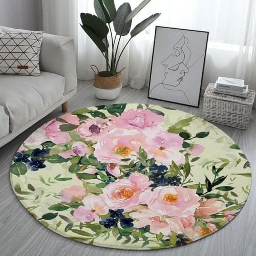 Bedding beautiful rose flower peony round carpet cartoon children play mat area carpet flower star floor mat