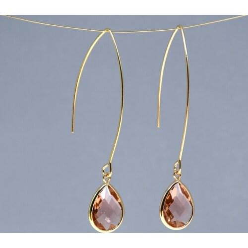 Simple Delicate Glass Crystal Pendant Earring Long Hoop Drop Earrings Minimalist Stone Earring Jewelry for Party Prom Women 2020