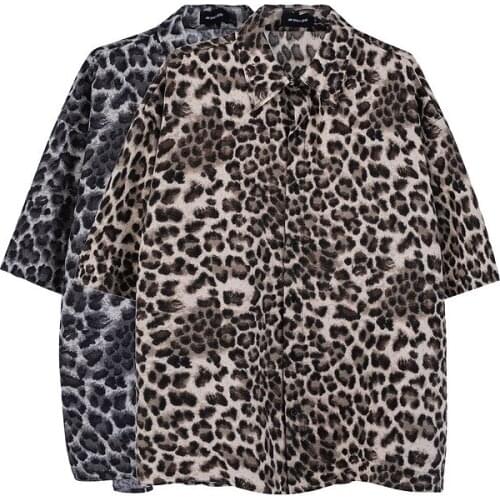 Retro Street Fashion Leopard Short Sleeve Shirt For Man Summer Comfortable Dress Shirts