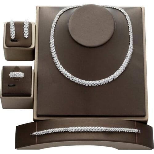 Luxurious Wedding Jewelry Sets HADIYANA Bridal Bridesmaid Jewelery Drop Earring Necklace Set Crystal Wholesale Gift CNY162