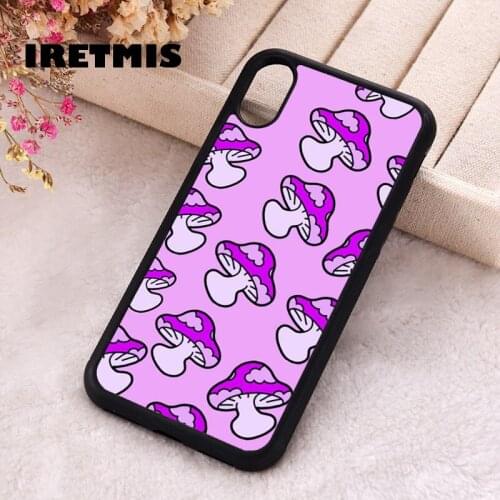 Iretmis 5 5S SE 2020 Phone Cover Case for iPhone 6 6S 7 8 Plus X Xs XR 11 12 Mini Pro Max Silicone Purple Shrooms Pattern