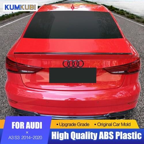 KUMIKUBI For Audi A3 S3 Spoiler 2014-2020 Carbon Fiber Rear Roof Spoiler Wing Trunk Lip Boot Cover Car Styling For A3 S3 Spoiler