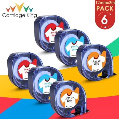 6PK Fabric Iron-on for DTMO LT 18769 18773 18777 Printer Ribbon 12mm*2m for Dymo LetraTag LT-100H LT-100T Plus QX50 XM XR 200