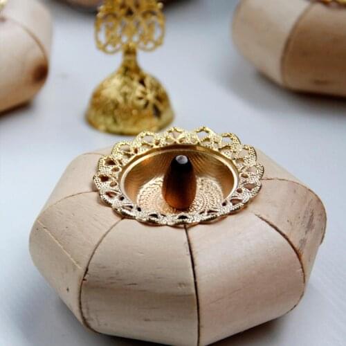 Creative Incense Holder Middle East Arabian Golden Metal Incense Burner With Zinc Alloy Cover Wood Pumpkin Aromatherapy Censer