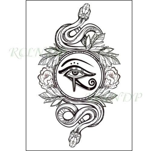 Waterproof Temporary Tattoo Sticker Snake Eye Flower Fake Tatto Flash Tatoo Back Leg Big Size Art for Women Men