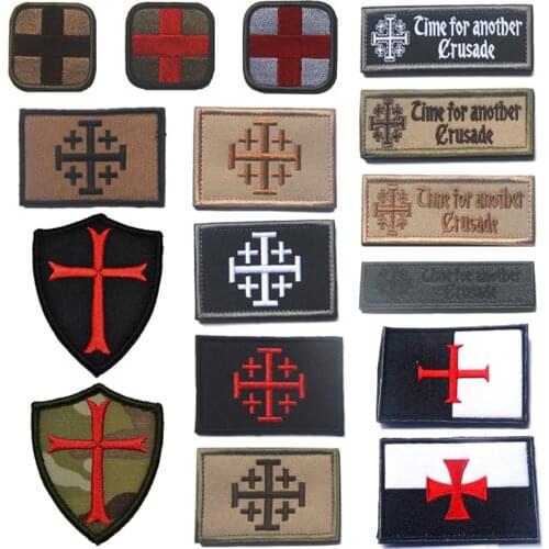 Embroidered Patch Knights Templar Teutonic Knights Medic Cross Tactical Fastener Hook & Loop Patch Emblem Military Badges
