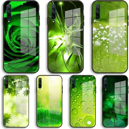 Nayida water drop green Soft Silicone Case For Huawei Honor 30 20 10 Lite Pro 10i 20i 9a 8a 8x Glass Cover