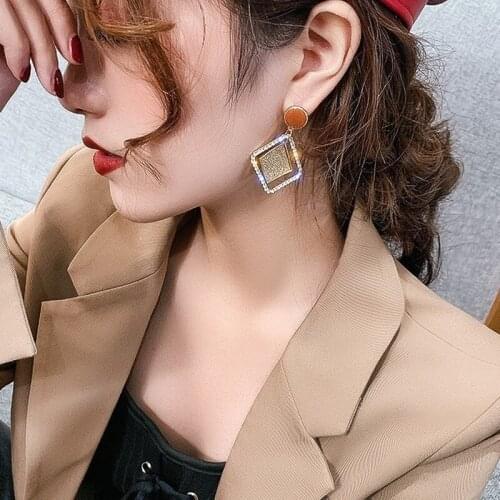 Vintage S925 Silver Needle Geometric Diamond Hollow Long Earrings for Women Statement Ear Jewelry Gifts