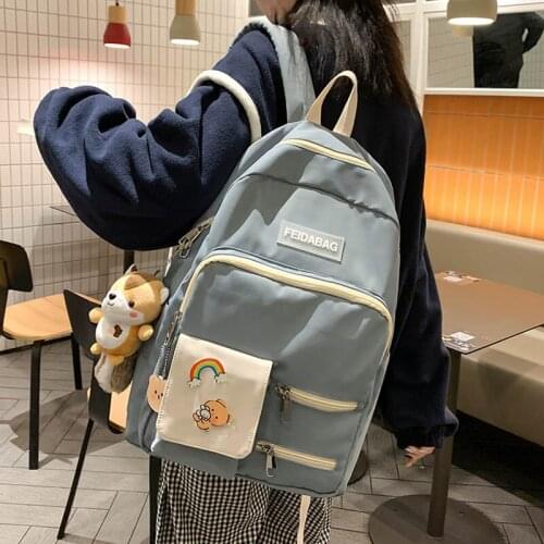 Double Zipper Female Backpack Nylon Backpack Waterproof Women Backpack New Fashion Female Casual Packbag Student Bookbags